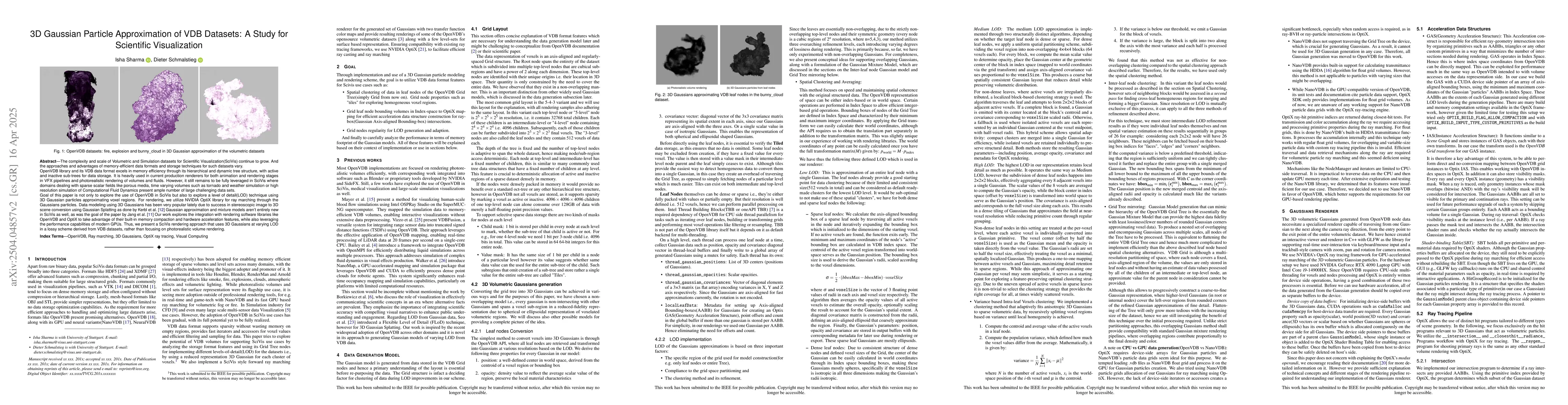 Thumbnail for 3D Gaussian Particle Approximation of VDB Datasets: A Study for
  Scientific Visualization