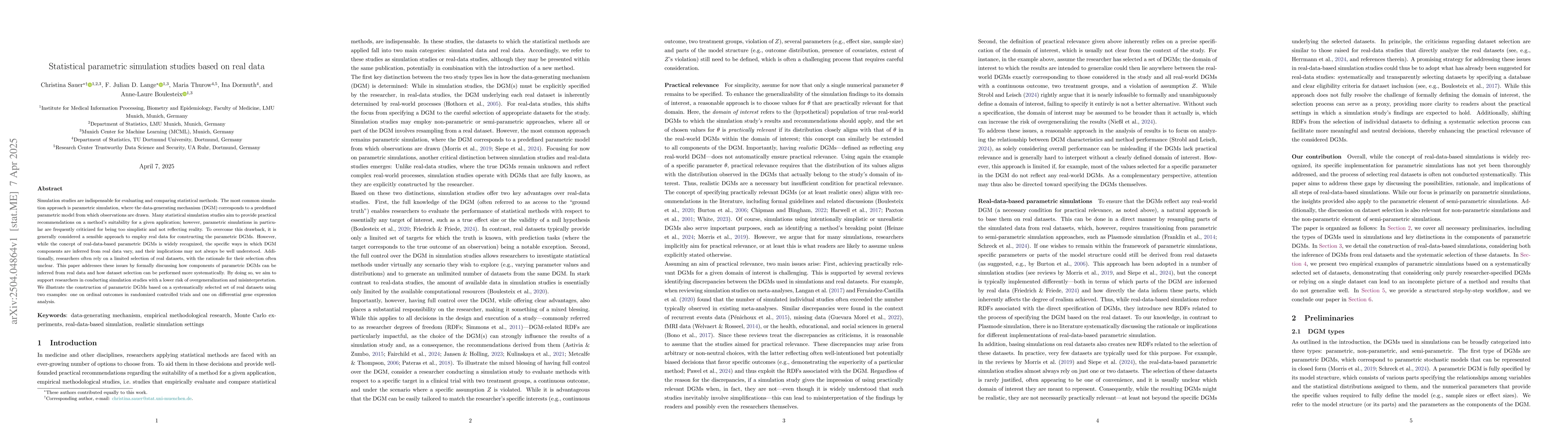 Thumbnail for Statistical parametric simulation studies based on real data