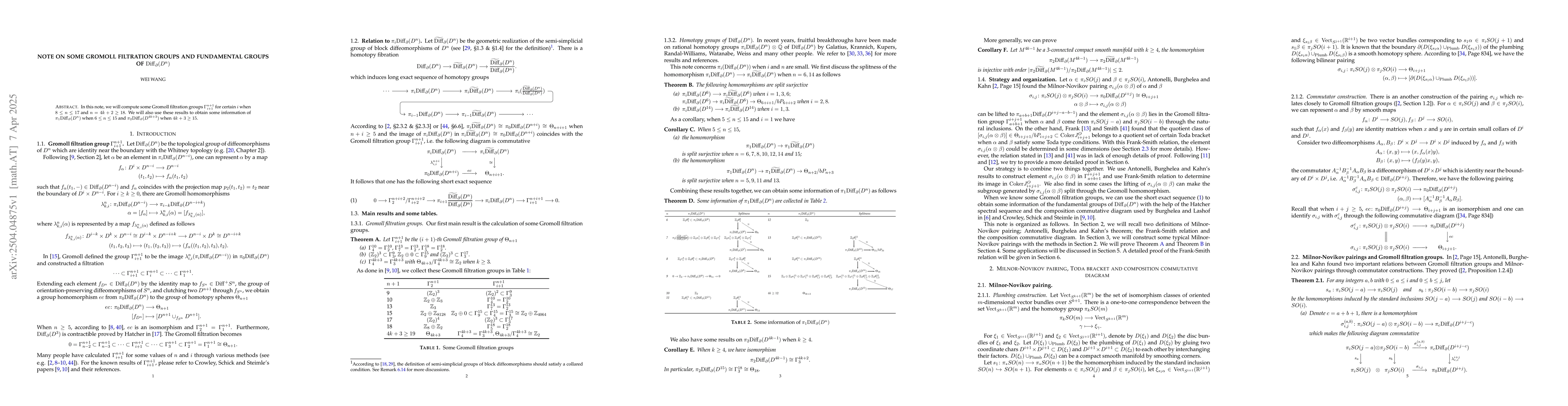Thumbnail for Note on some Gromoll filtration groups and fundamental groups of
  $\mathrm{Diff}_{\partial}(D^n)$