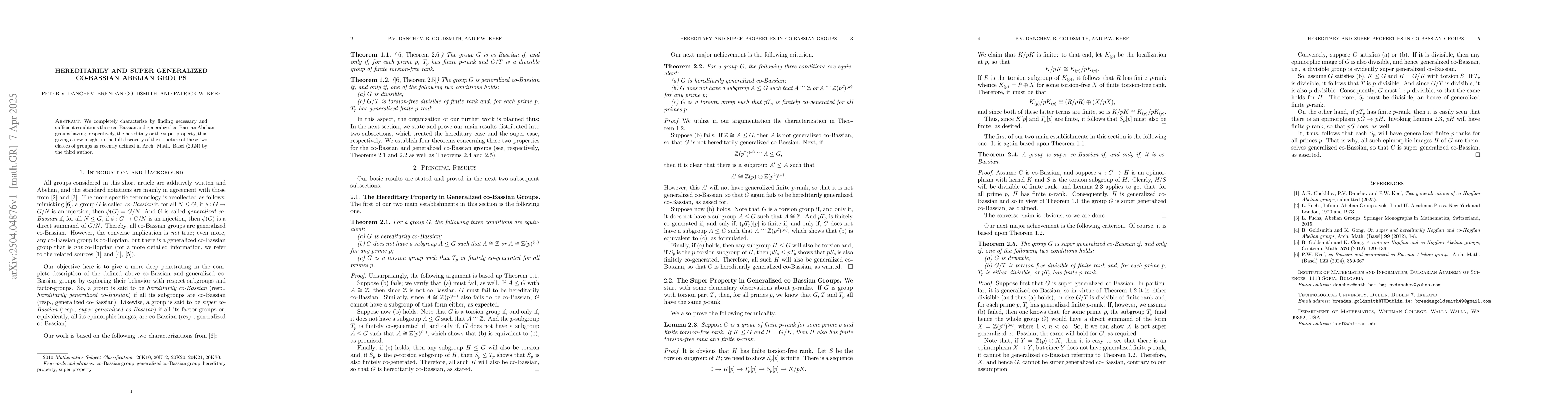 Thumbnail for Hereditarily and Super Generalized co-Bassian Abelian Groups