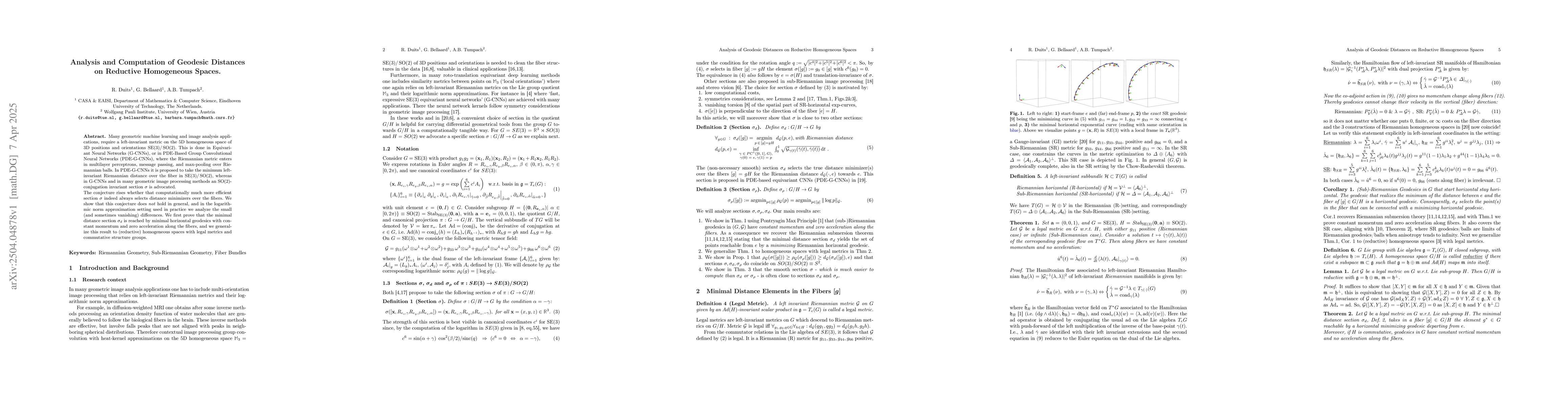Thumbnail for Analysis and Computation of Geodesic Distances on Reductive Homogeneous
  Spaces