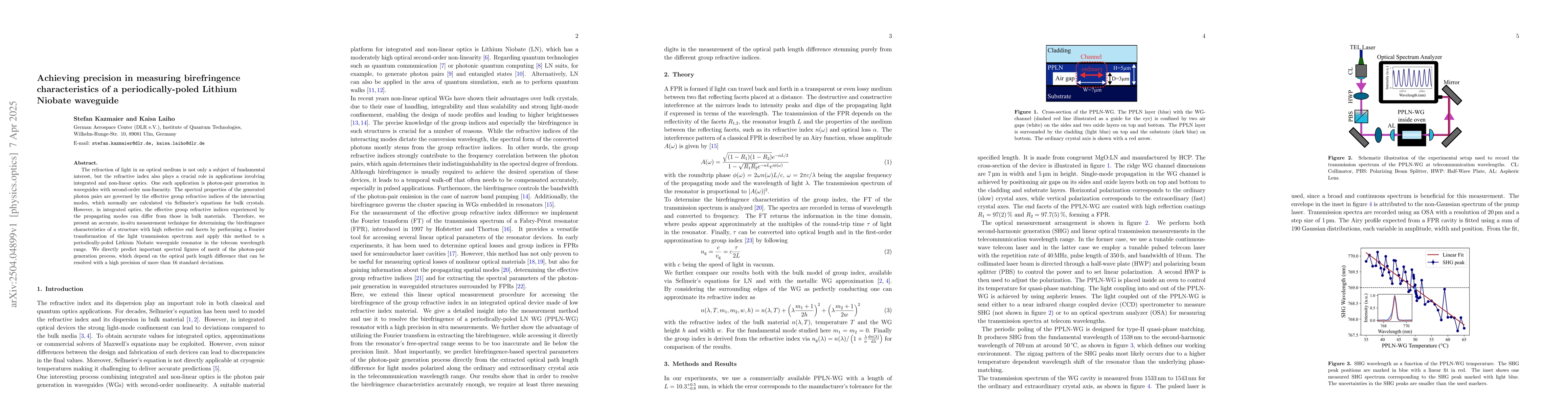 Thumbnail for Achieving precision in measuring birefringence characteristics of a
  periodically-poled Lithium Niobate waveguide
