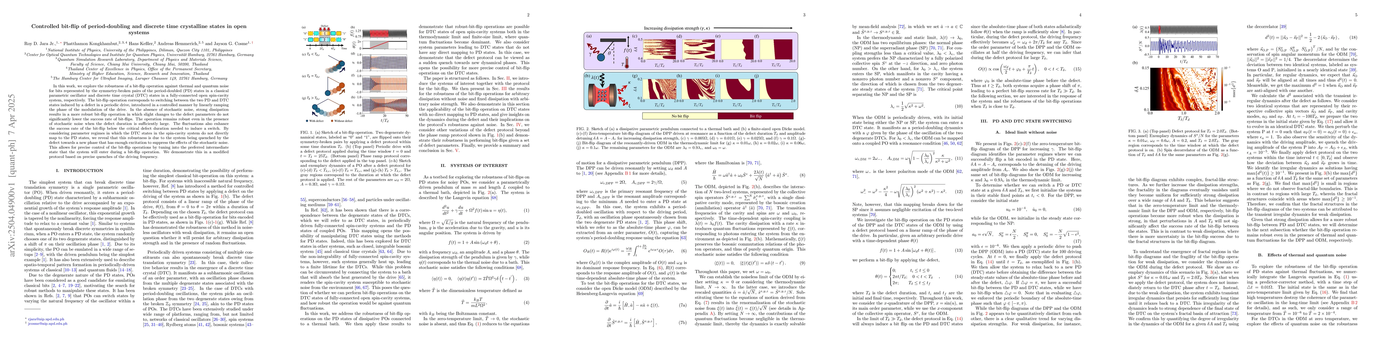 Thumbnail for Controlled bit-flip of period-doubling and discrete time crystalline
  states in open systems