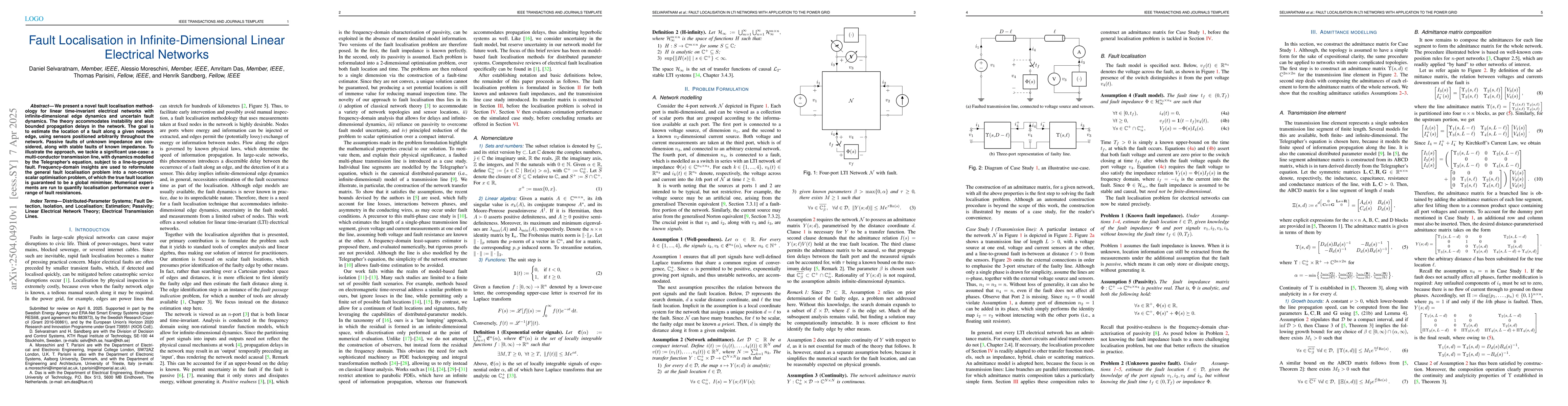 Thumbnail for Fault Localisation in Infinite-Dimensional Linear Electrical Networks