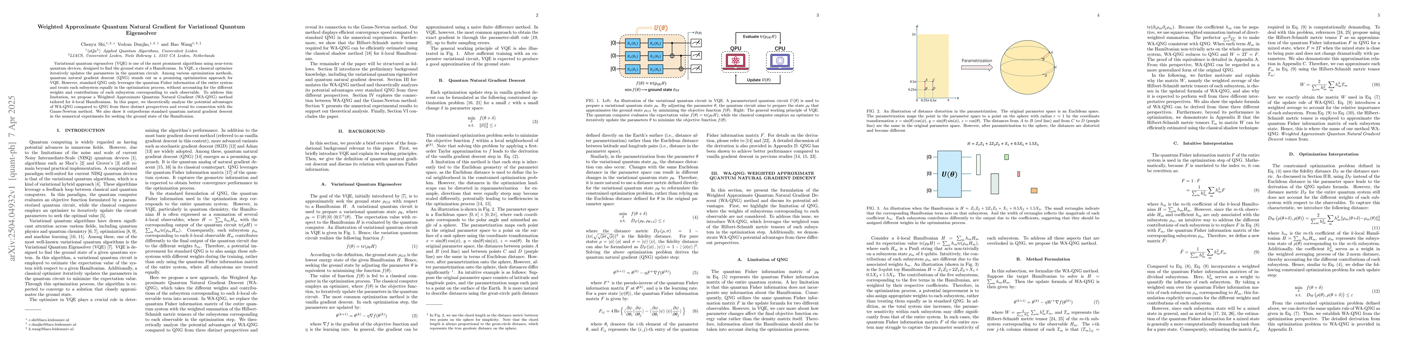 Thumbnail for Weighted Approximate Quantum Natural Gradient for Variational Quantum
  Eigensolver