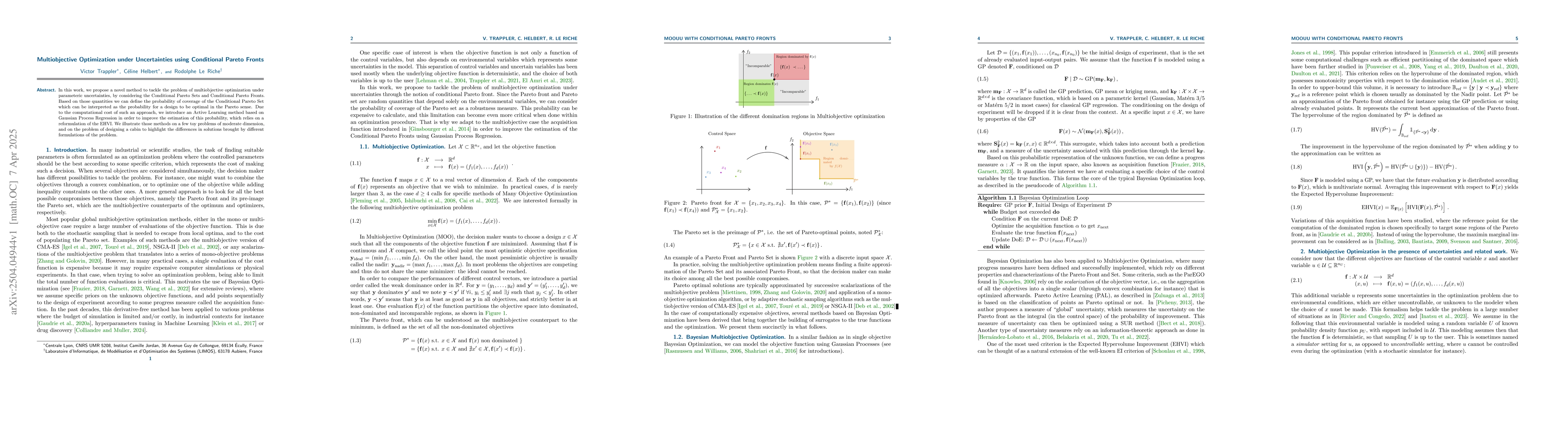Thumbnail for Multiobjective Optimization under Uncertainties using Conditional Pareto
  Fronts
