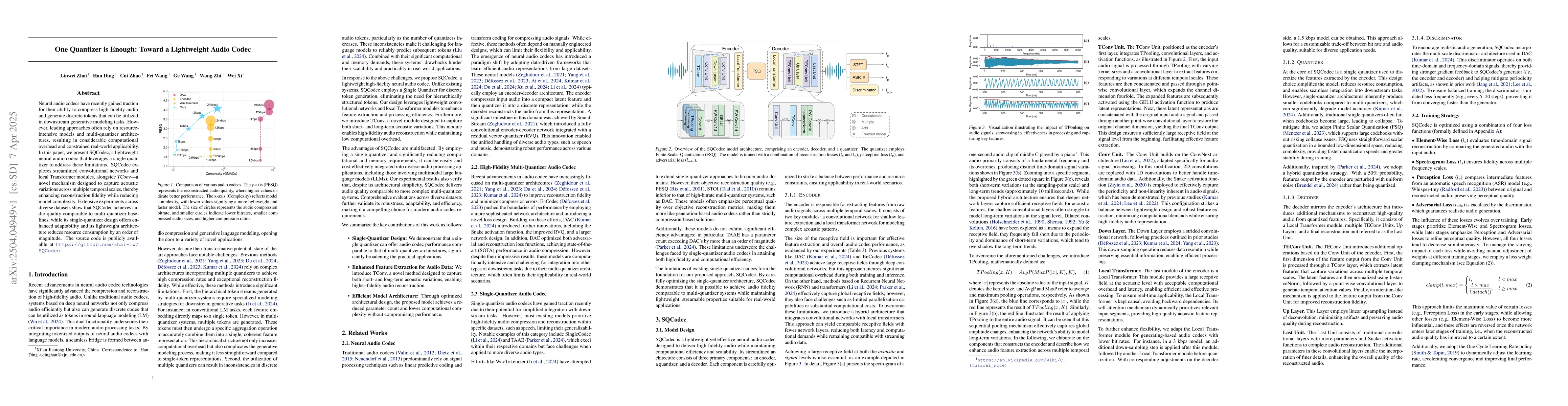 Thumbnail for One Quantizer is Enough: Toward a Lightweight Audio Codec