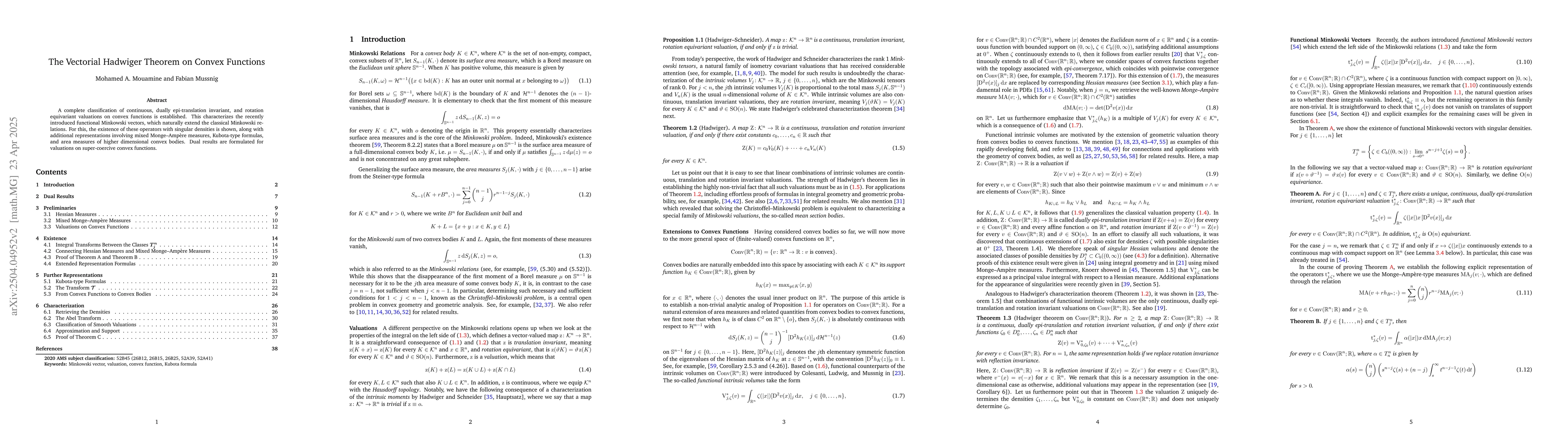 Thumbnail for The Vectorial Hadwiger Theorem on Convex Functions