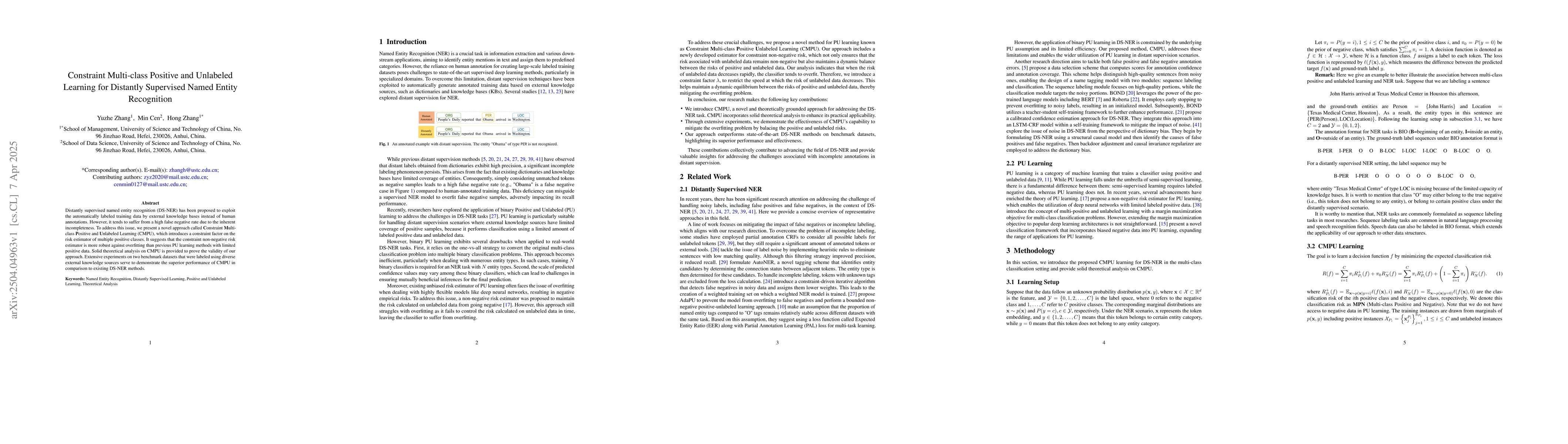 Thumbnail for Constraint Multi-class Positive and Unlabeled Learning for Distantly
  Supervised Named Entity Recognition