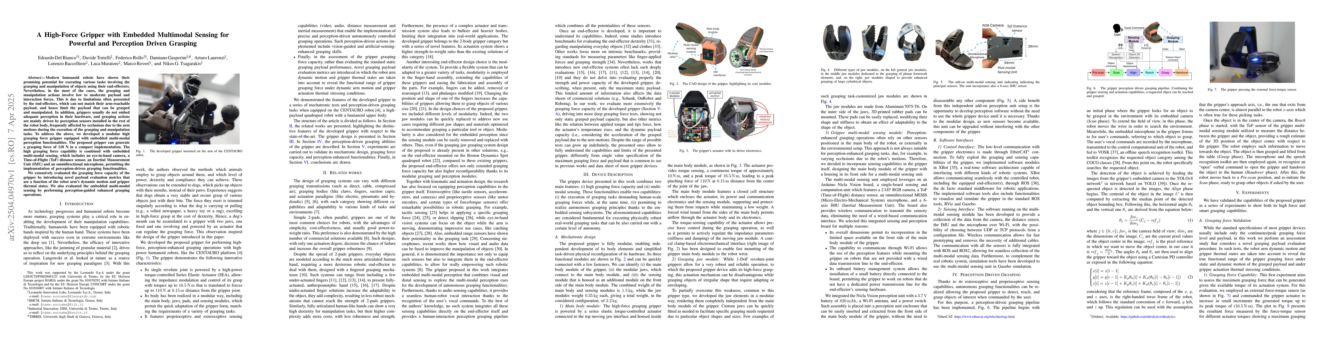 Thumbnail for A High-Force Gripper with Embedded Multimodal Sensing for Powerful and
  Perception Driven Grasping