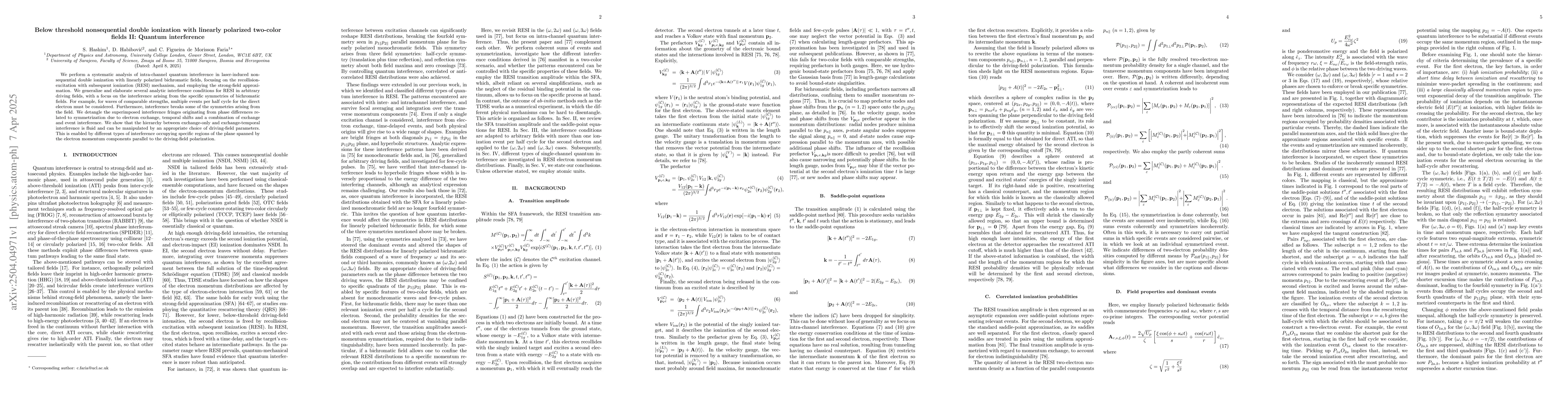 Thumbnail for Below threshold nonsequential double ionization with linearly polarized
  two-color fields II: Quantum interference