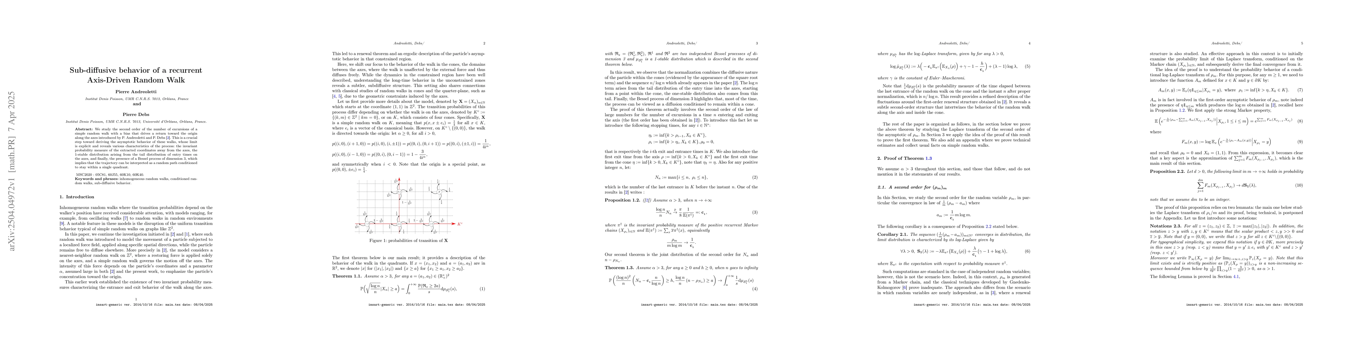 Thumbnail for Sub-diffusive behavior of a recurrent Axis-Driven Random Walk