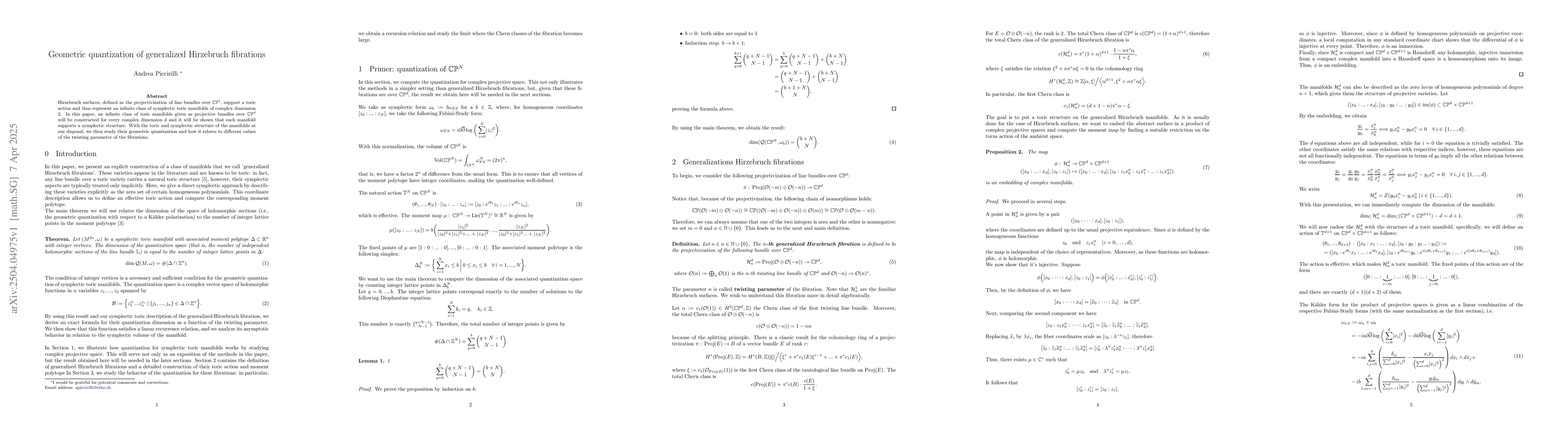 Thumbnail for Geometric quantization of generalized Hirzebruch fibrations