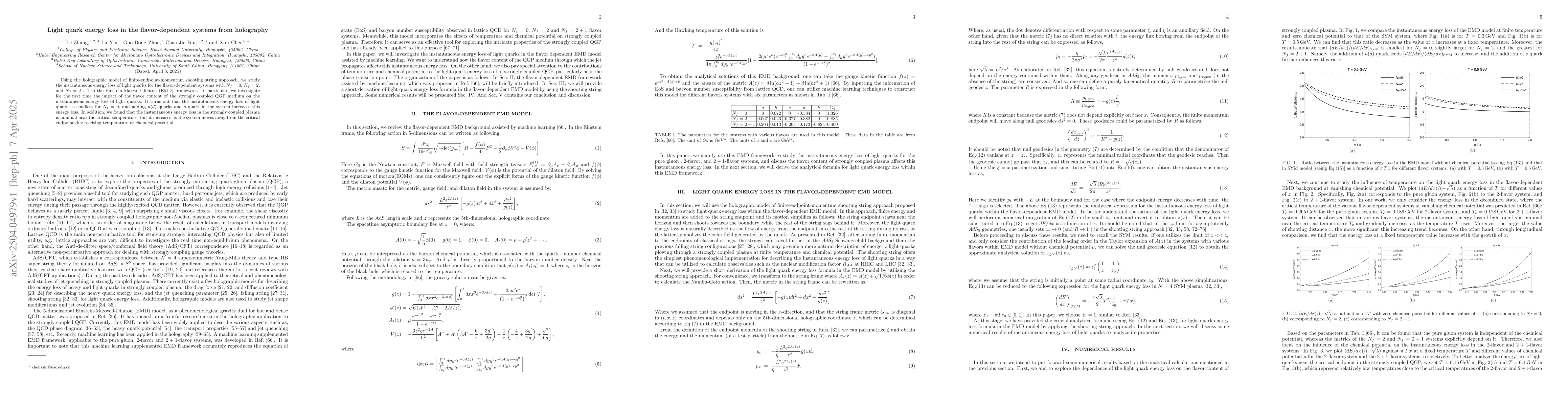 Thumbnail for Light quark energy loss in the flavor-dependent systems from holography
