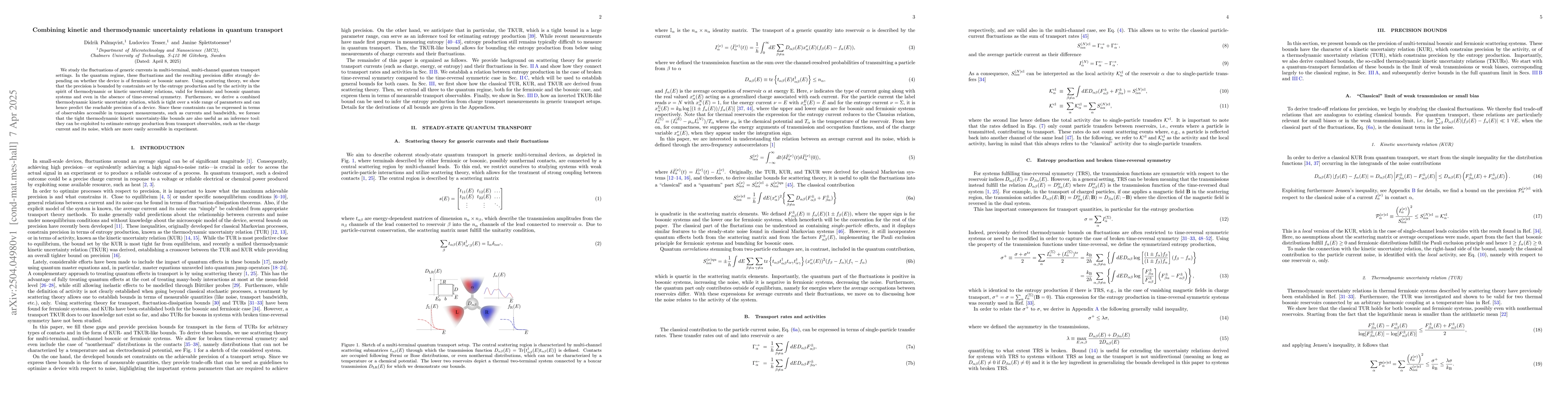 Thumbnail for Combining kinetic and thermodynamic uncertainty relations in quantum
  transport