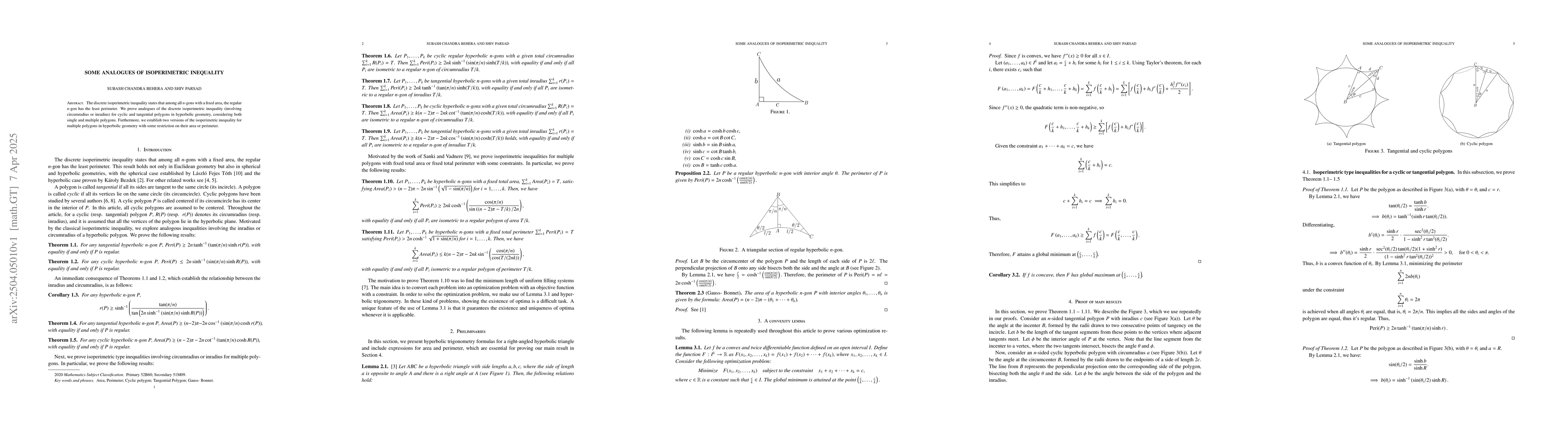 Thumbnail for Some analogues of isoperimetric inequality