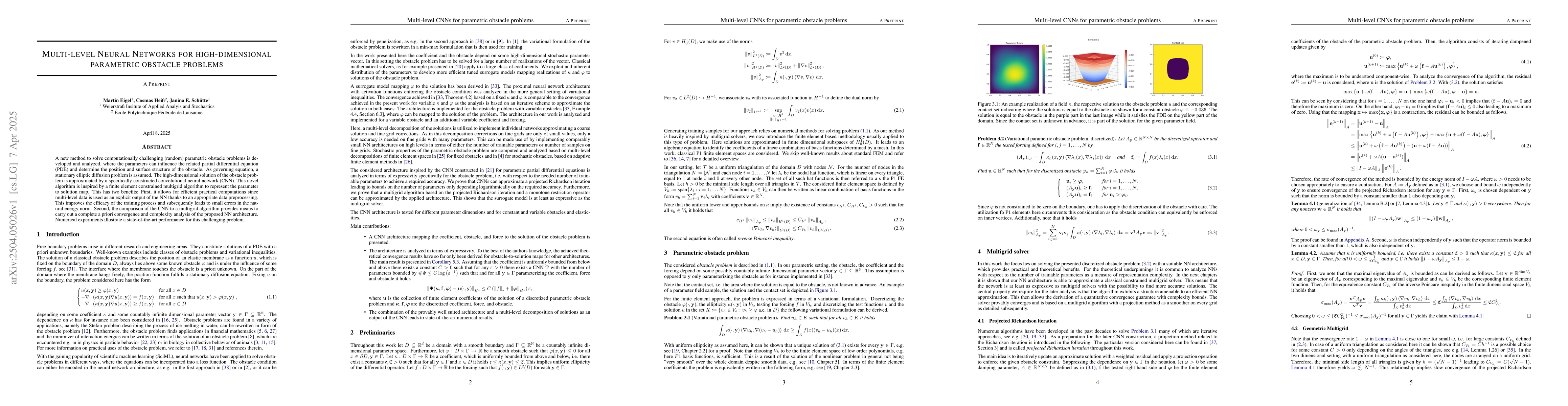 Thumbnail for Multi-level Neural Networks for high-dimensional parametric obstacle
  problems