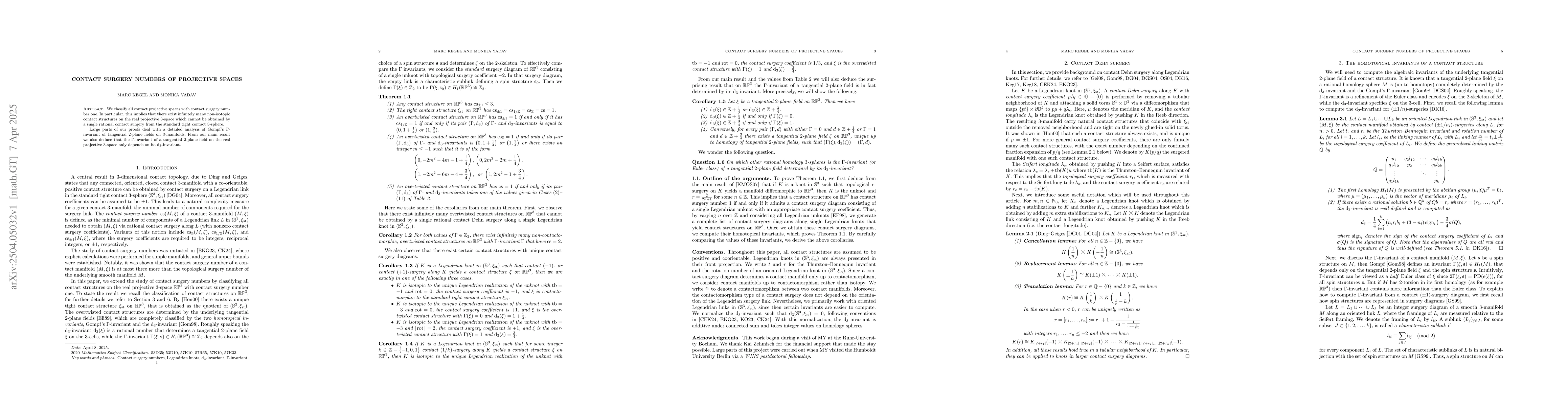 Thumbnail for Contact surgery numbers of projective spaces