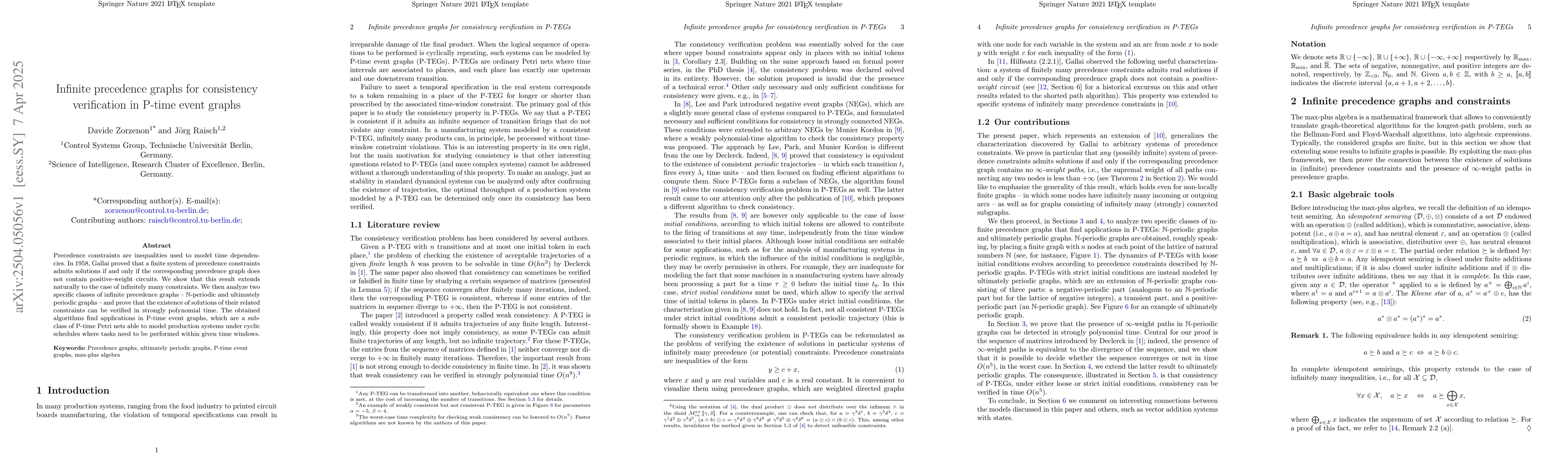 Thumbnail for Infinite precedence graphs for consistency verification in P-time event
  graphs