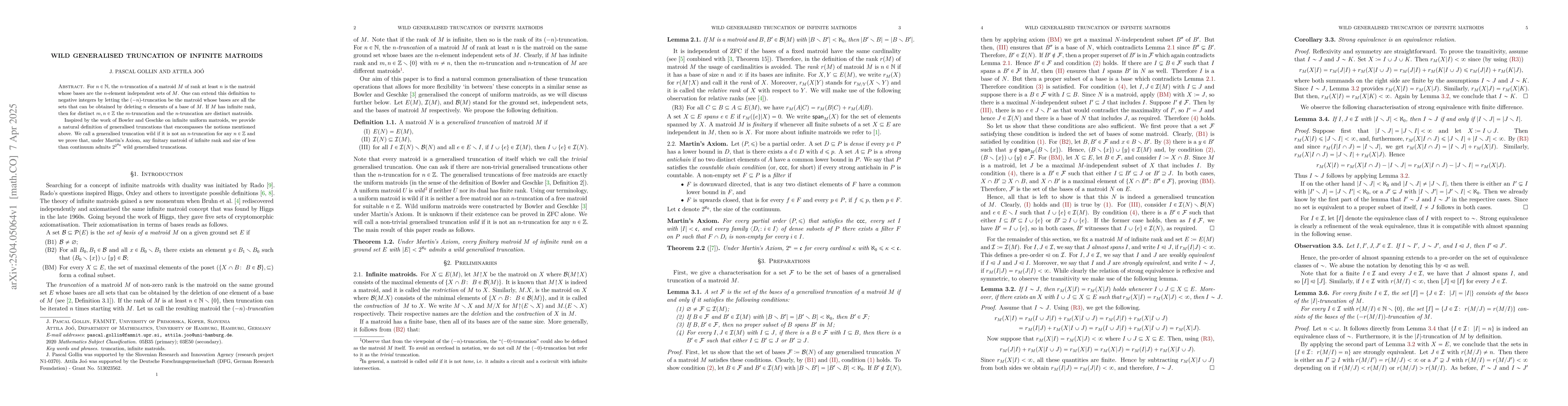 Thumbnail for Wild generalised truncation of infinite matroids