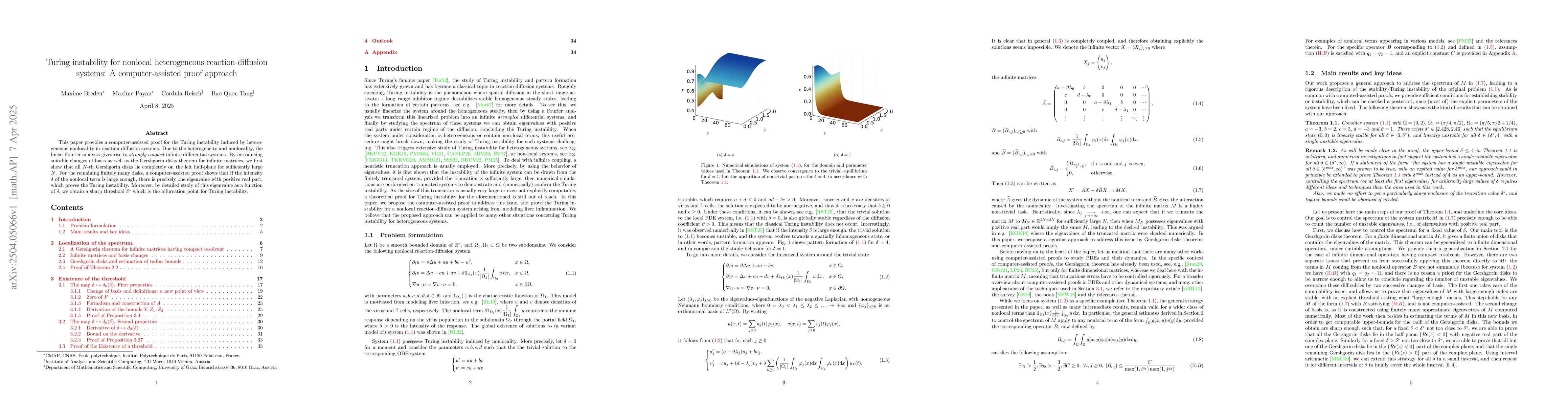 Thumbnail for Turing instability for nonlocal heterogeneous reaction-diffusion
  systems: A computer-assisted proof approach