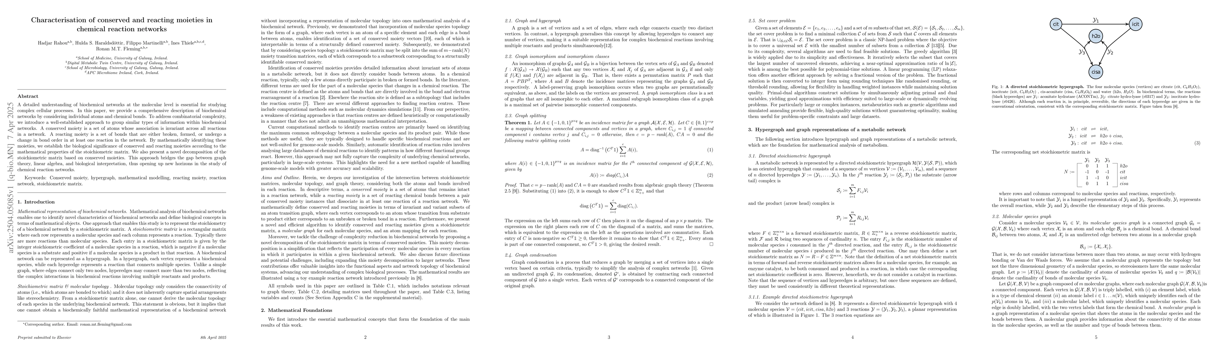 Thumbnail for Characterisation of conserved and reacting moieties in chemical reaction
  networks