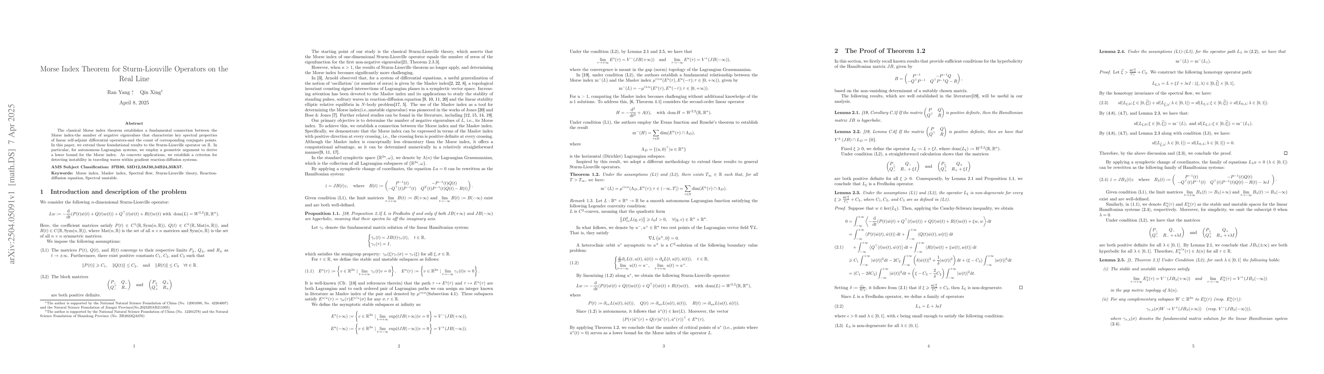 Thumbnail for Morse Index Theorem for Sturm-Liouville Operators on the Real Line