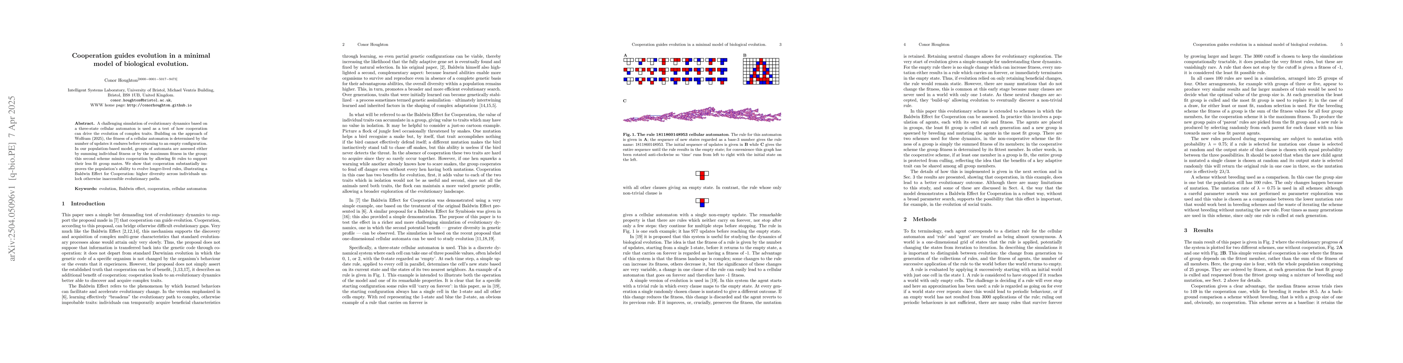 Thumbnail for Cooperation guides evolution in a minimal model of biological evolution