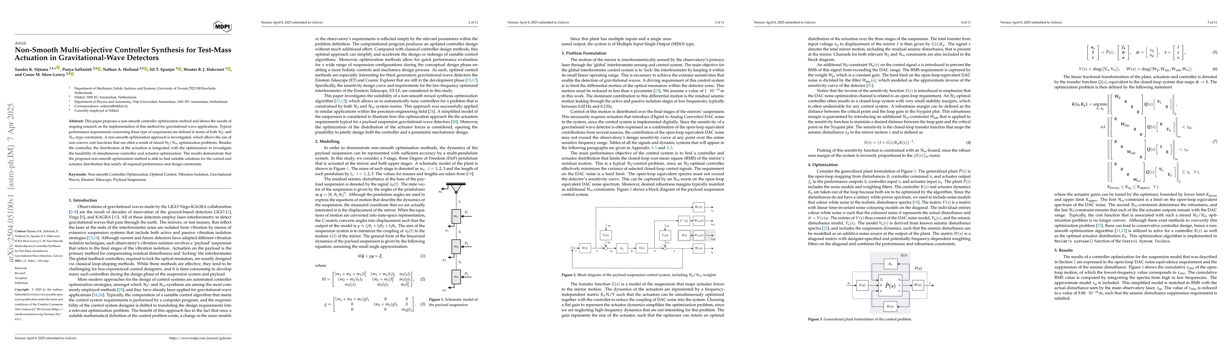 Thumbnail for Non-Smooth Multi-objective Controller Synthesis for Test-Mass Actuation
  in Gravitational-Wave Detectors
