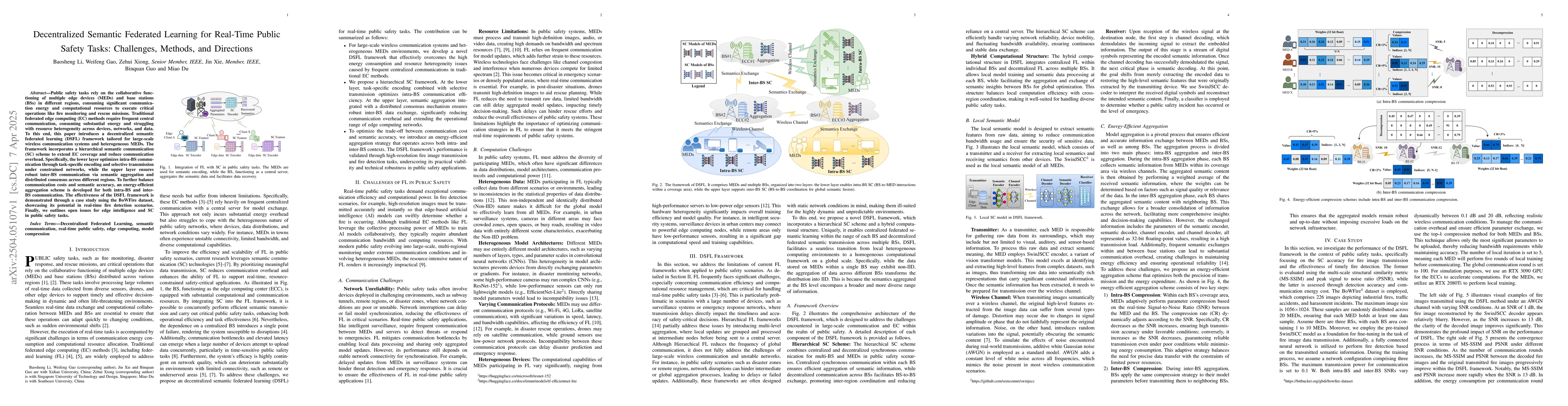 Thumbnail for Decentralized Semantic Federated Learning for Real-Time Public Safety
  Tasks: Challenges, Methods, and Directions