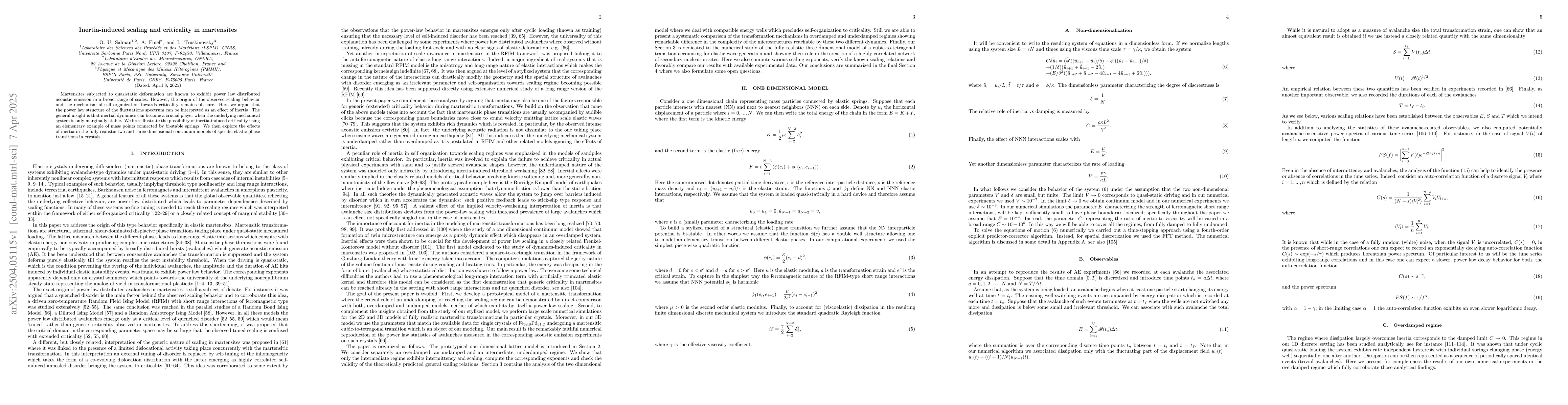 Thumbnail for Inertia-induced scaling and criticality in martensites