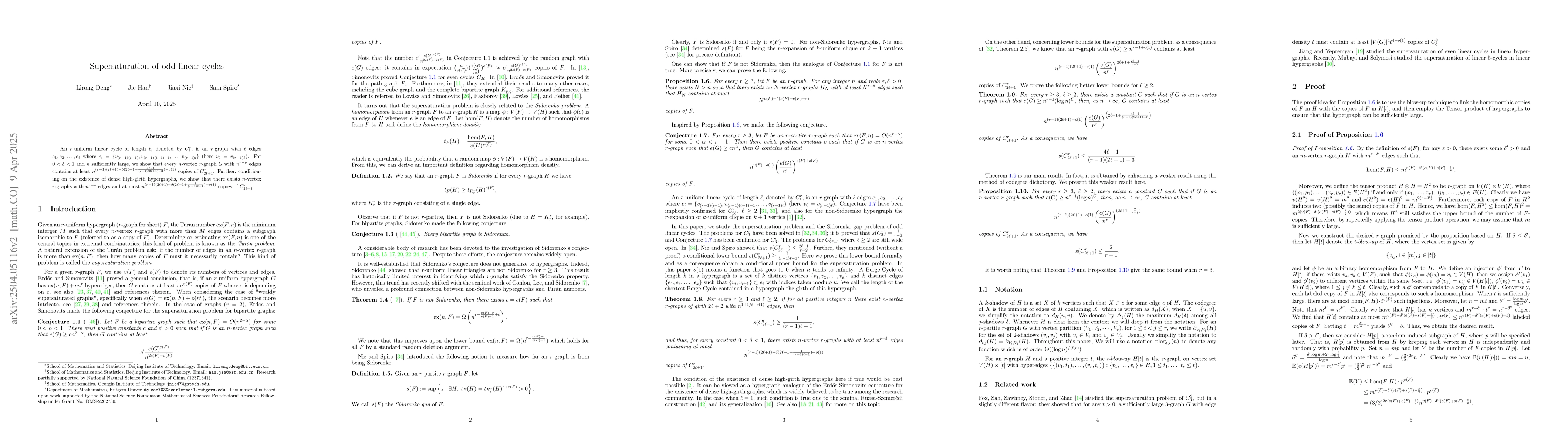 Thumbnail for Supersaturation of odd linear cycles