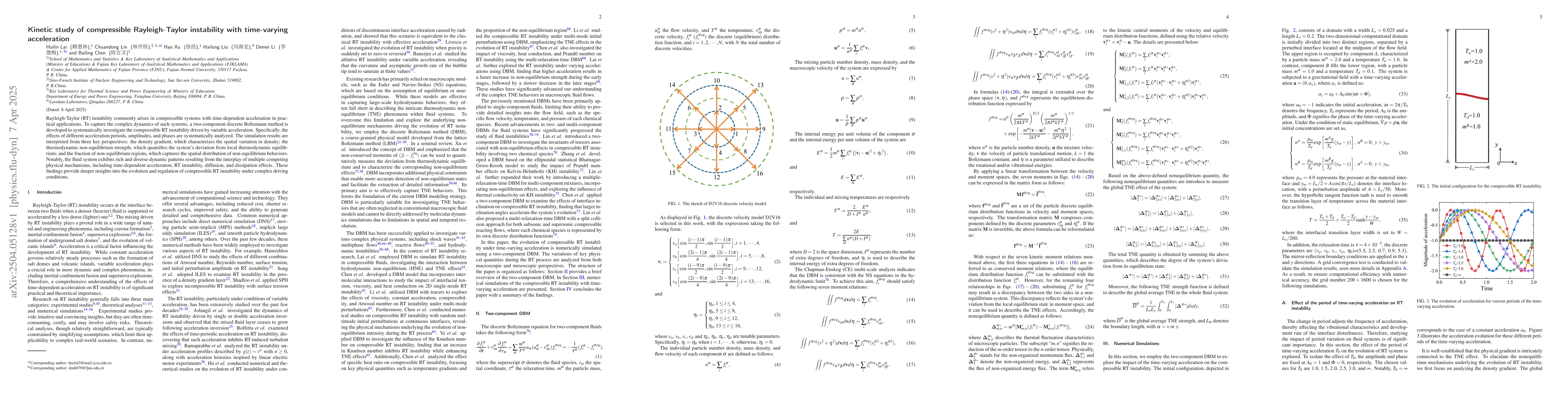 Thumbnail for Kinetic study of compressible Rayleigh-Taylor instability with
  time-varying acceleration