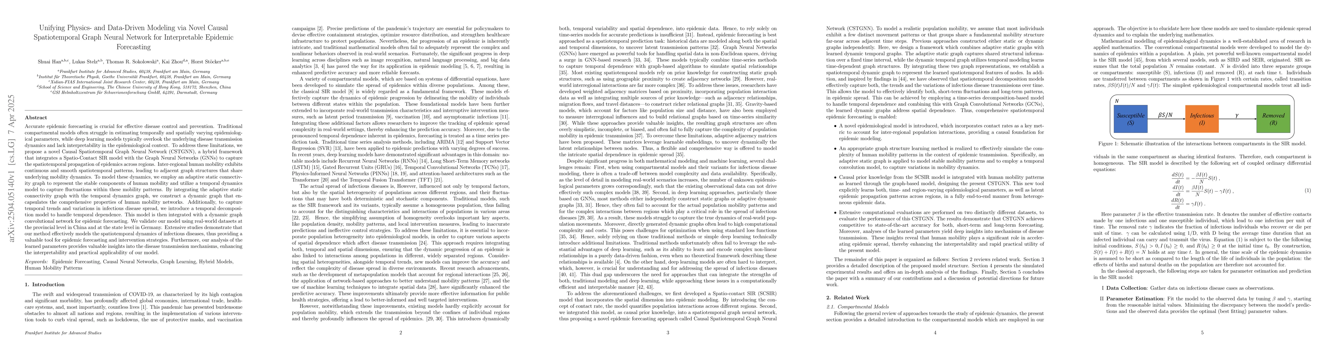 Thumbnail for Unifying Physics- and Data-Driven Modeling via Novel Causal
  Spatiotemporal Graph Neural Network for Interpretable Epidemic Forecasting