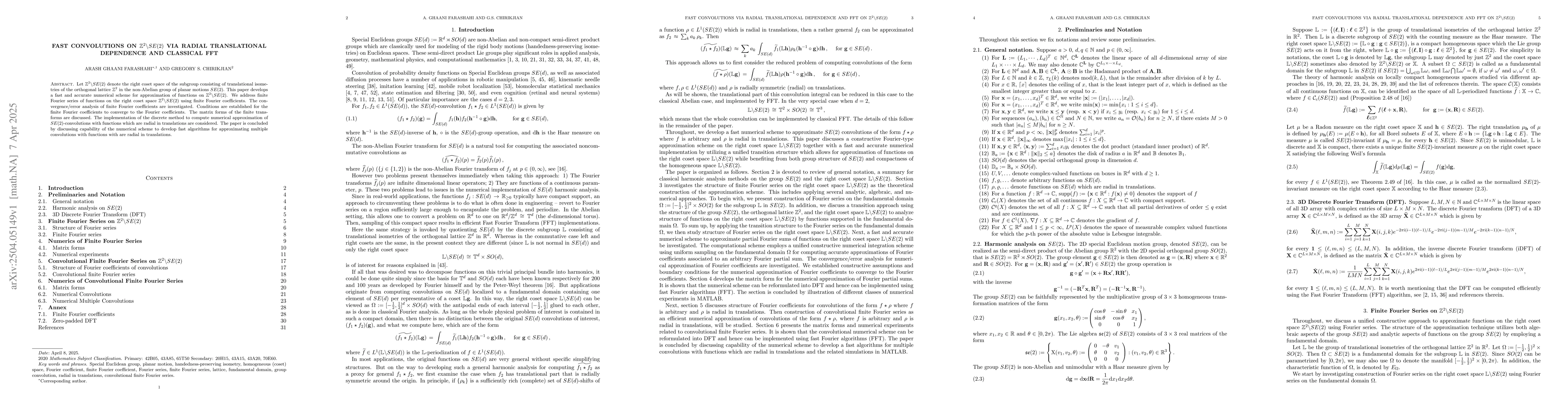 Thumbnail for Fast Convolutions on $\mathbb{Z}^2\backslash SE(2)$ via Radial
  Translational Dependence and Classical FFT