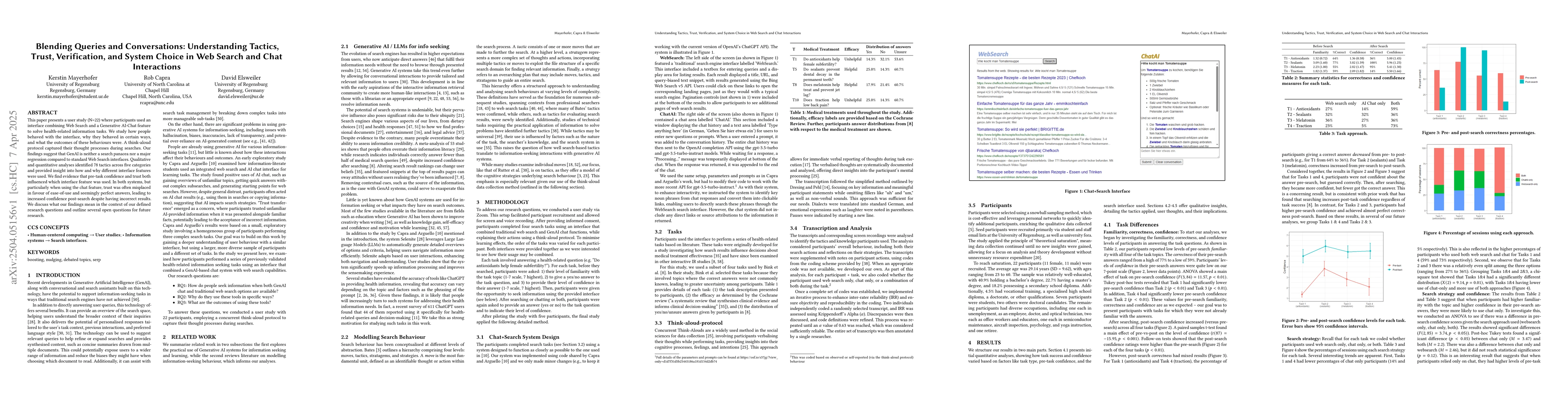 Thumbnail for Blending Queries and Conversations: Understanding Tactics, Trust,
  Verification, and System Choice in Web Search and Chat Interactions
