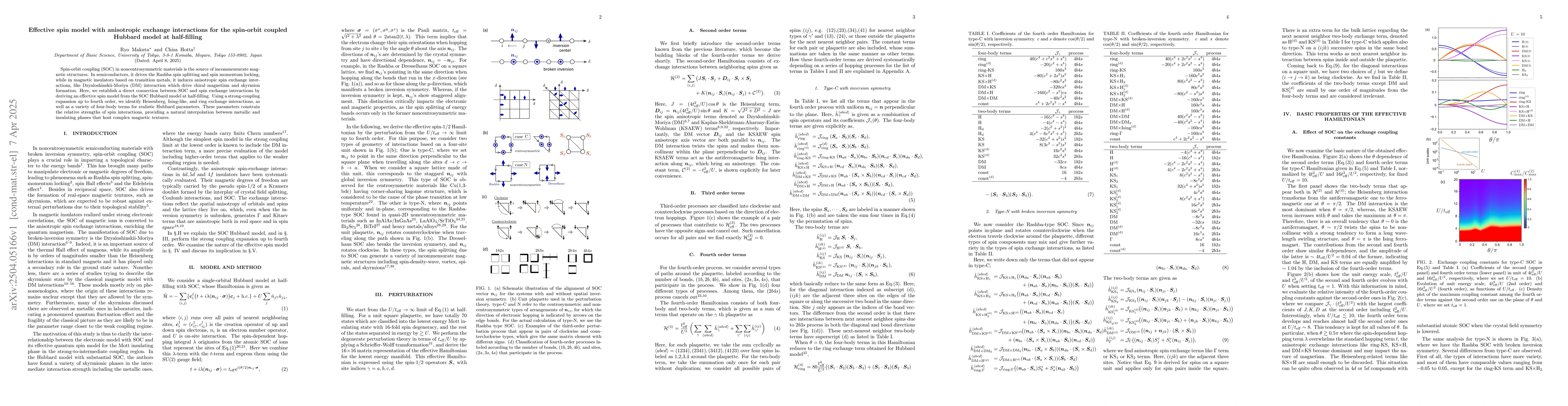 Thumbnail for Effective spin model with anisotropic exchange interactions for the
  spin-orbit coupled Hubbard model at half-filling