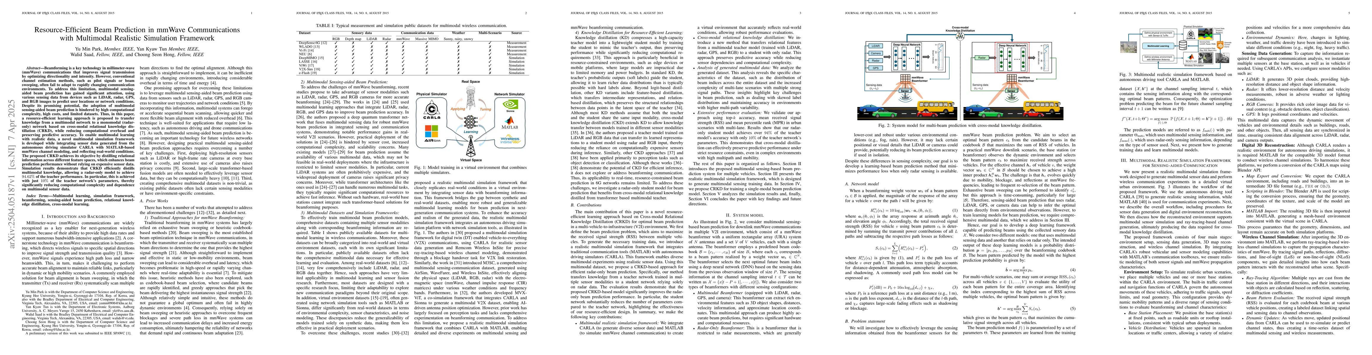 Thumbnail for Resource-Efficient Beam Prediction in mmWave Communications with
  Multimodal Realistic Simulation Framework