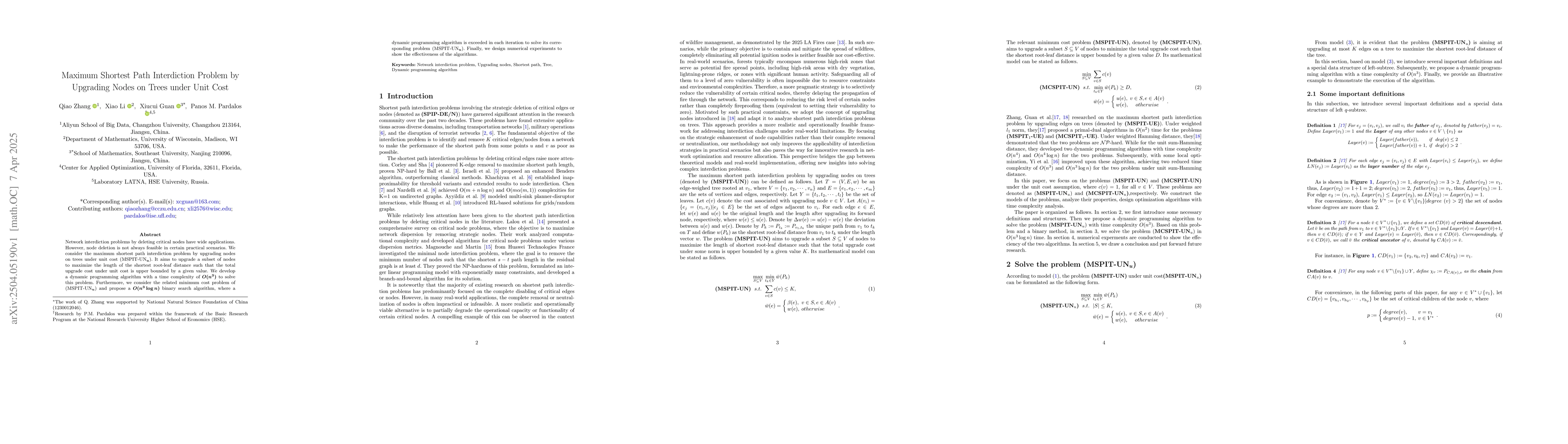 Thumbnail for Maximum Shortest Path Interdiction Problem by Upgrading Nodes on Trees
  under Unit Cost