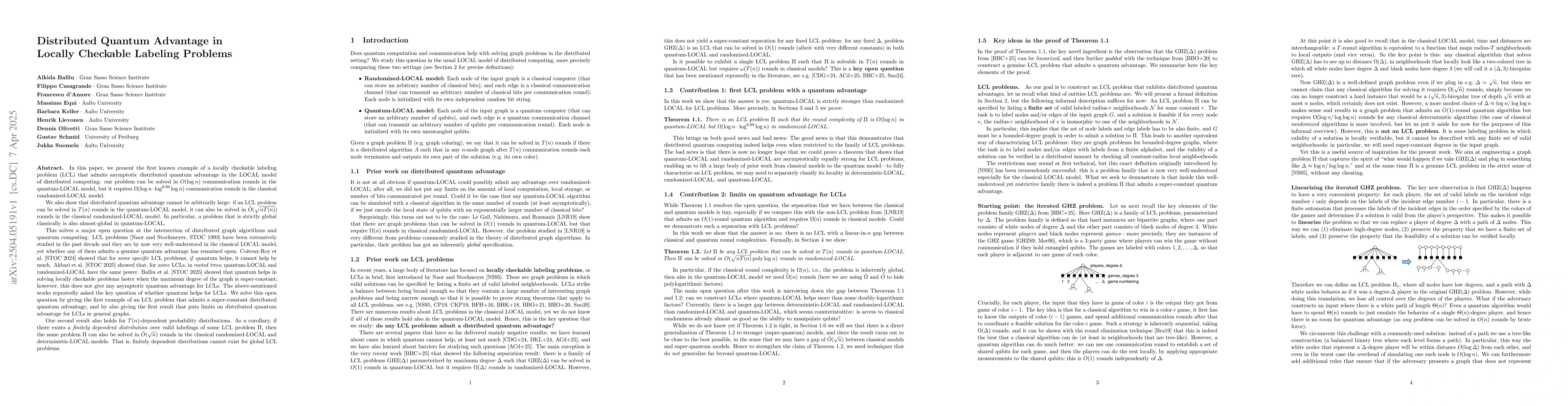 Thumbnail for Distributed Quantum Advantage in Locally Checkable Labeling Problems