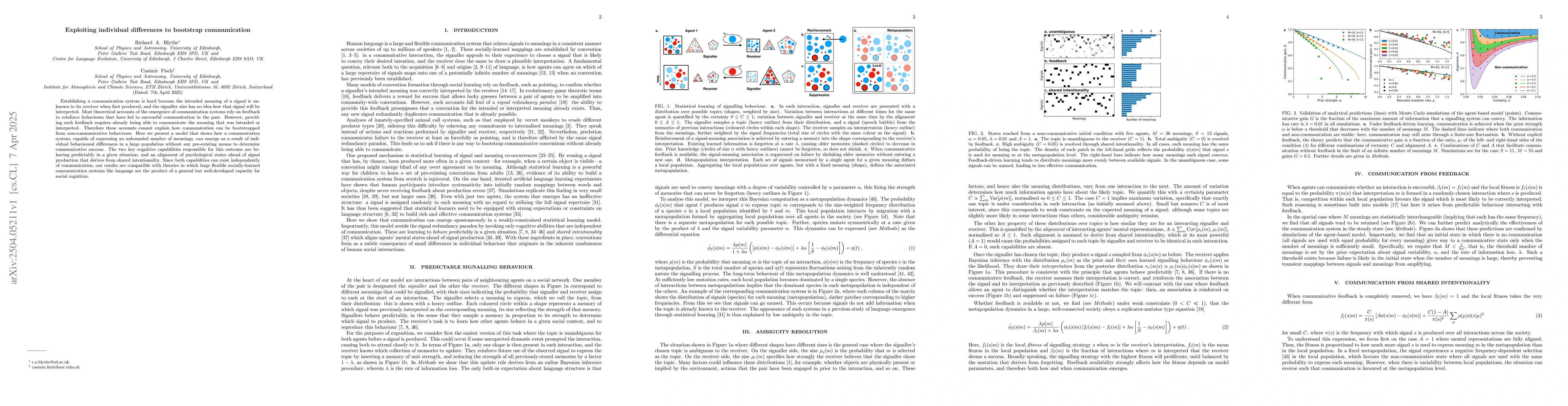 Thumbnail for Exploiting individual differences to bootstrap communication