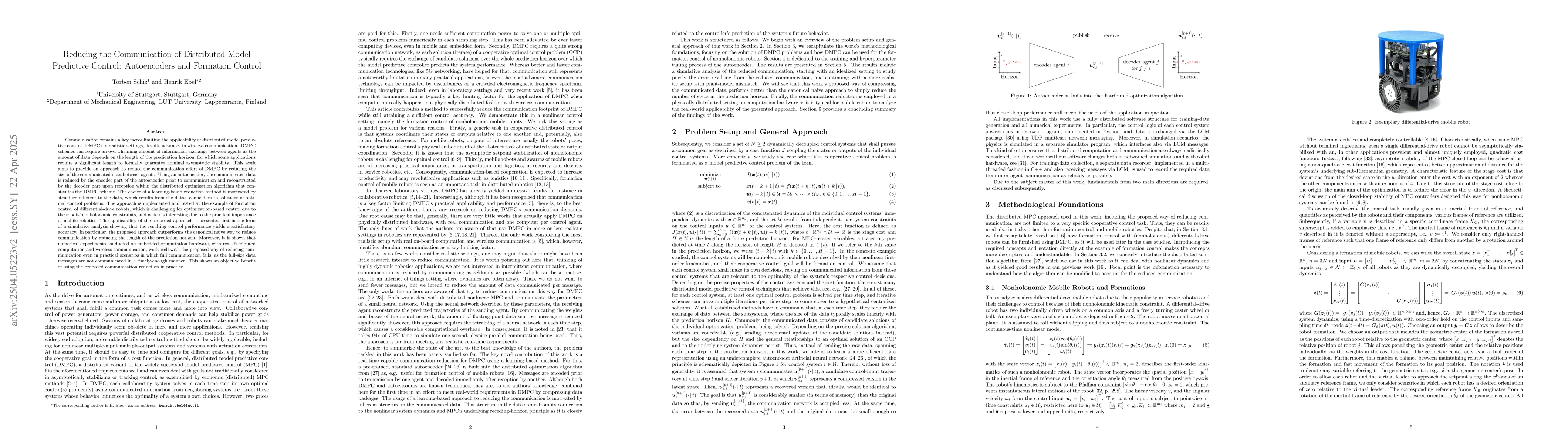 Thumbnail for Reducing the Communication of Distributed Model Predictive Control:
  Autoencoders and Formation Control
