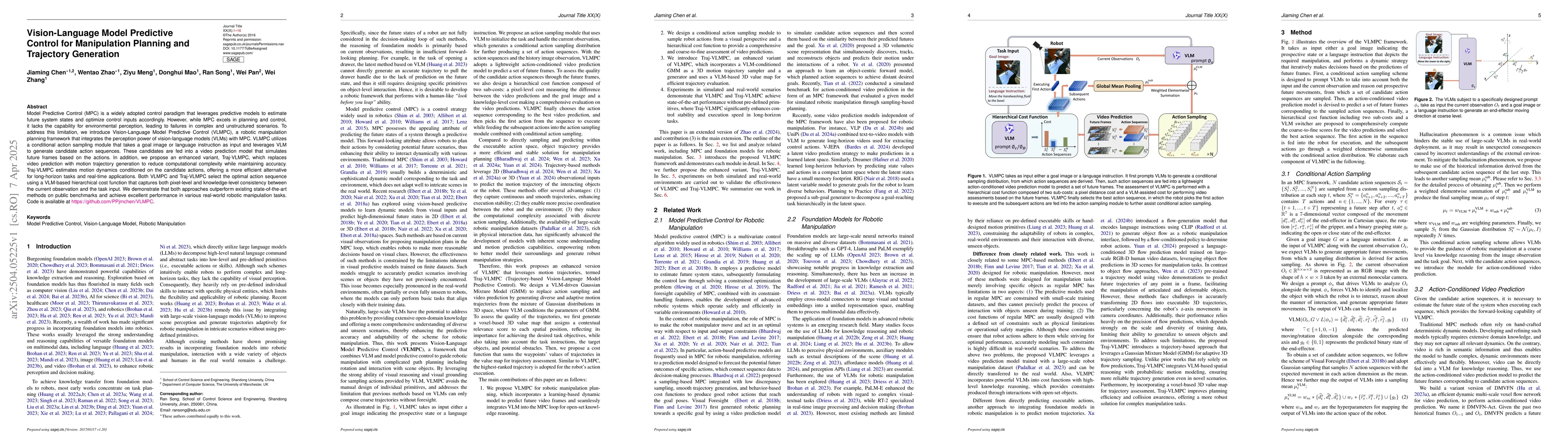 Thumbnail for Vision-Language Model Predictive Control for Manipulation Planning and
  Trajectory Generation