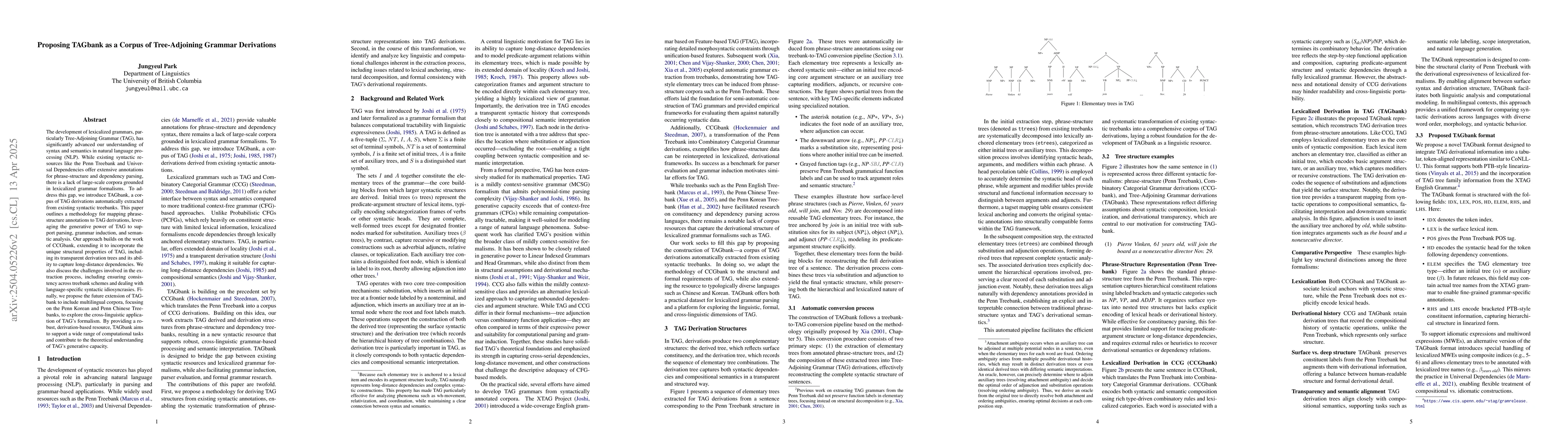 Thumbnail for Proposing TAGbank as a Corpus of Tree-Adjoining Grammar Derivations