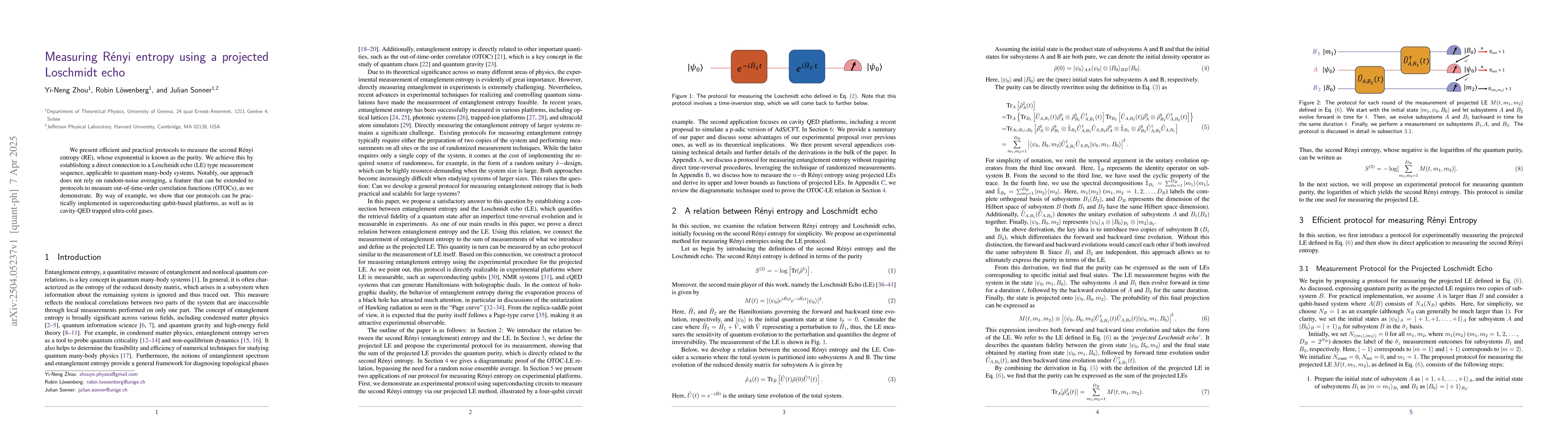 Thumbnail for Measuring Rényi entropy using a projected Loschmidt echo