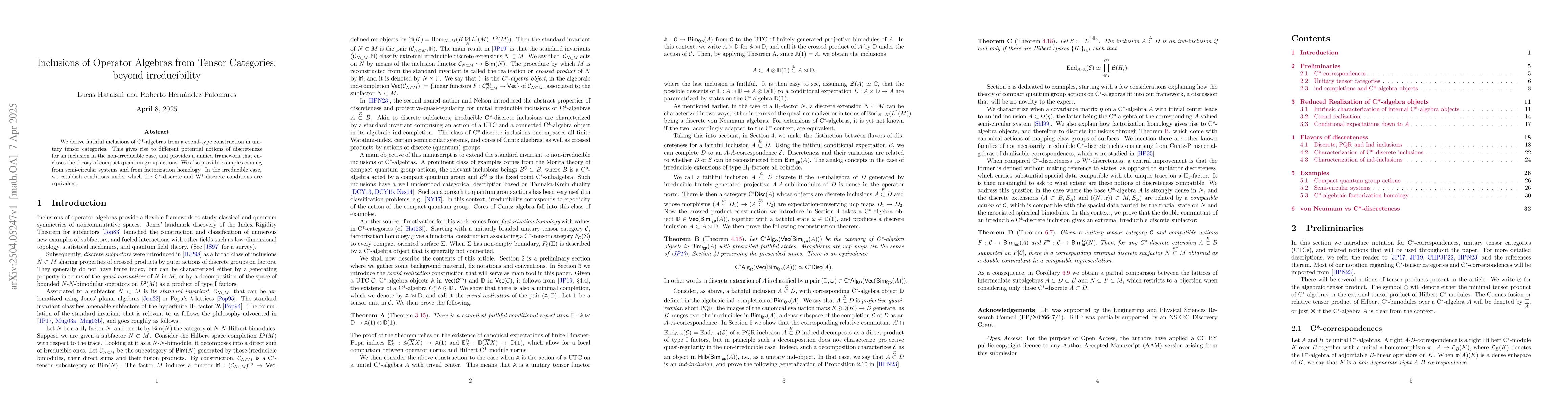 Thumbnail for Inclusions of Operator Algebras from Tensor Categories: beyond
  irreducibility
