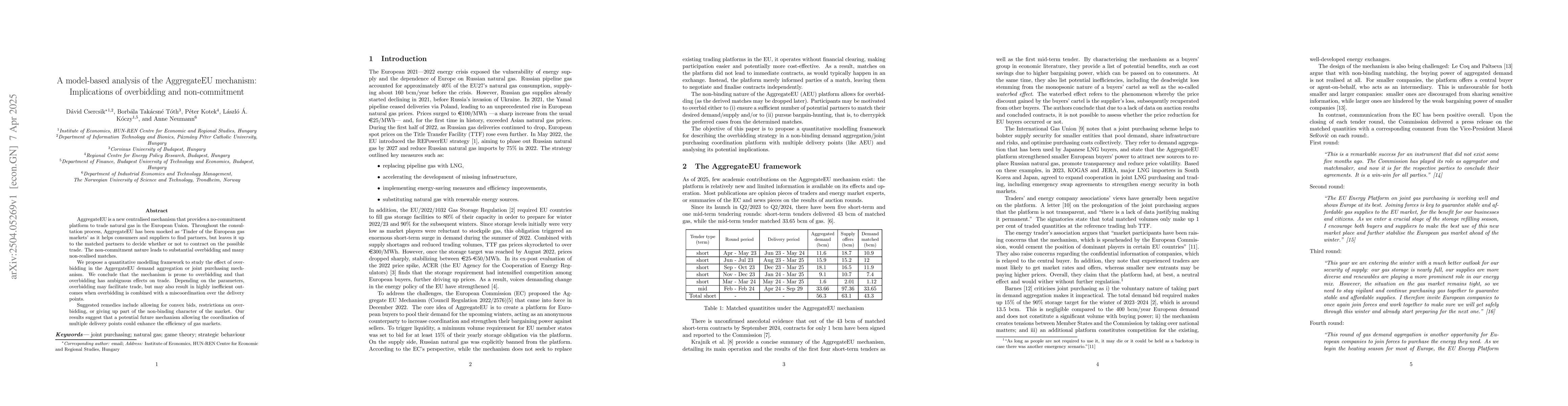 Thumbnail for A model-based analysis of the AggregateEU mechanism: Implications of
  overbidding and non-commitment