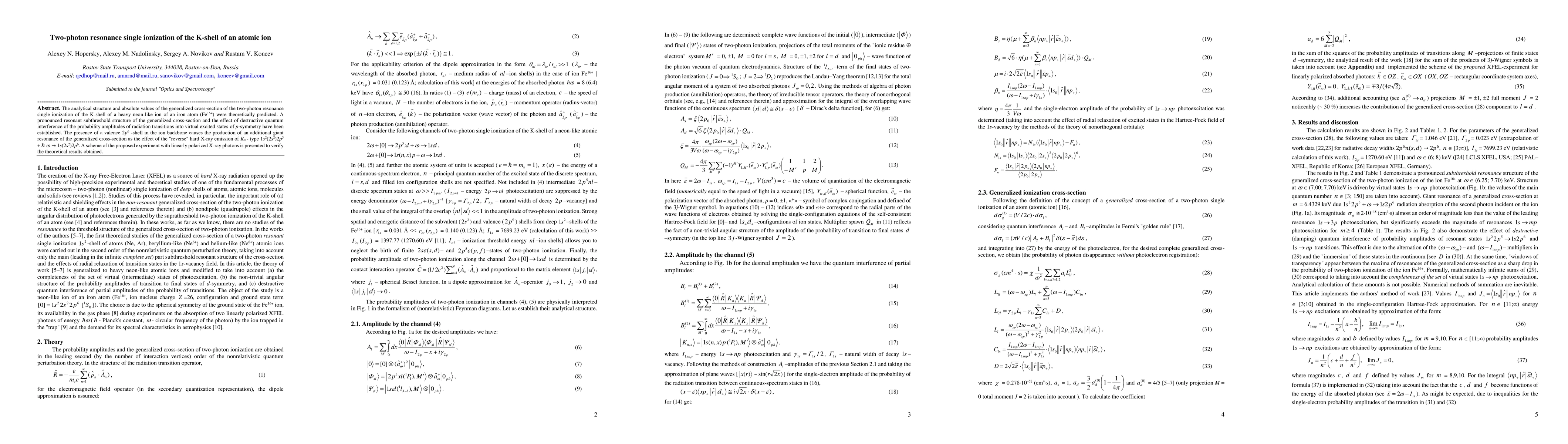 Thumbnail for Two-photon resonance single ionization of the K-shell of an atomic ion