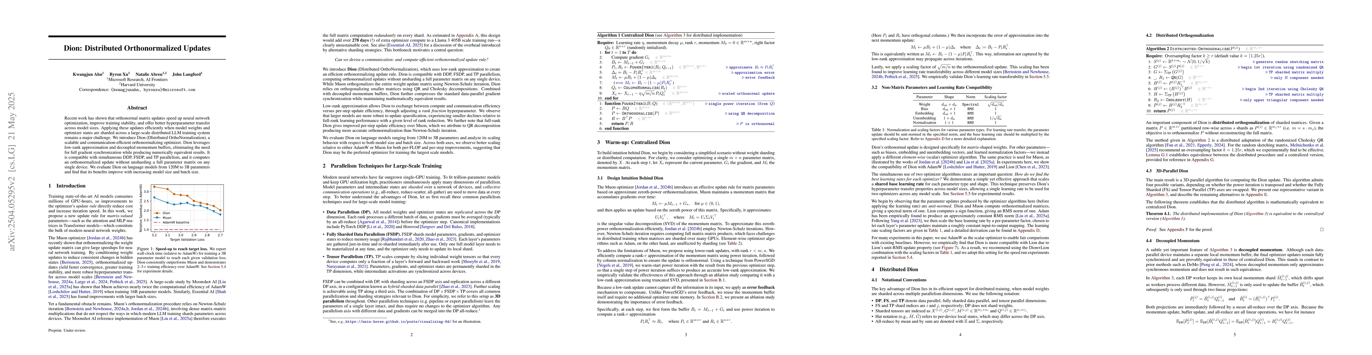 Thumbnail for Dion: A Communication-Efficient Optimizer for Large Models