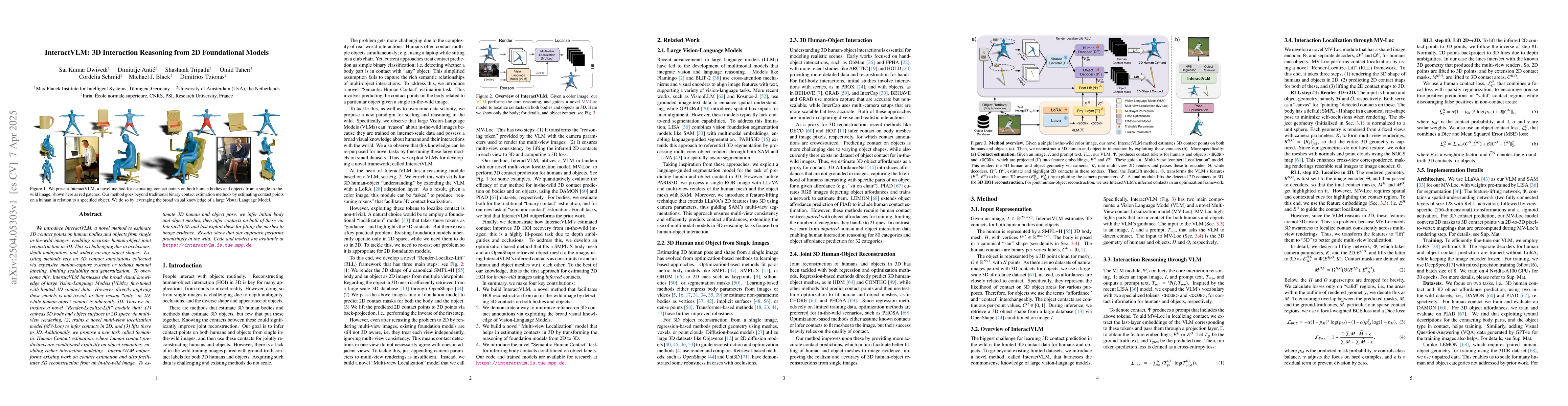 Thumbnail for InteractVLM: 3D Interaction Reasoning from 2D Foundational Models